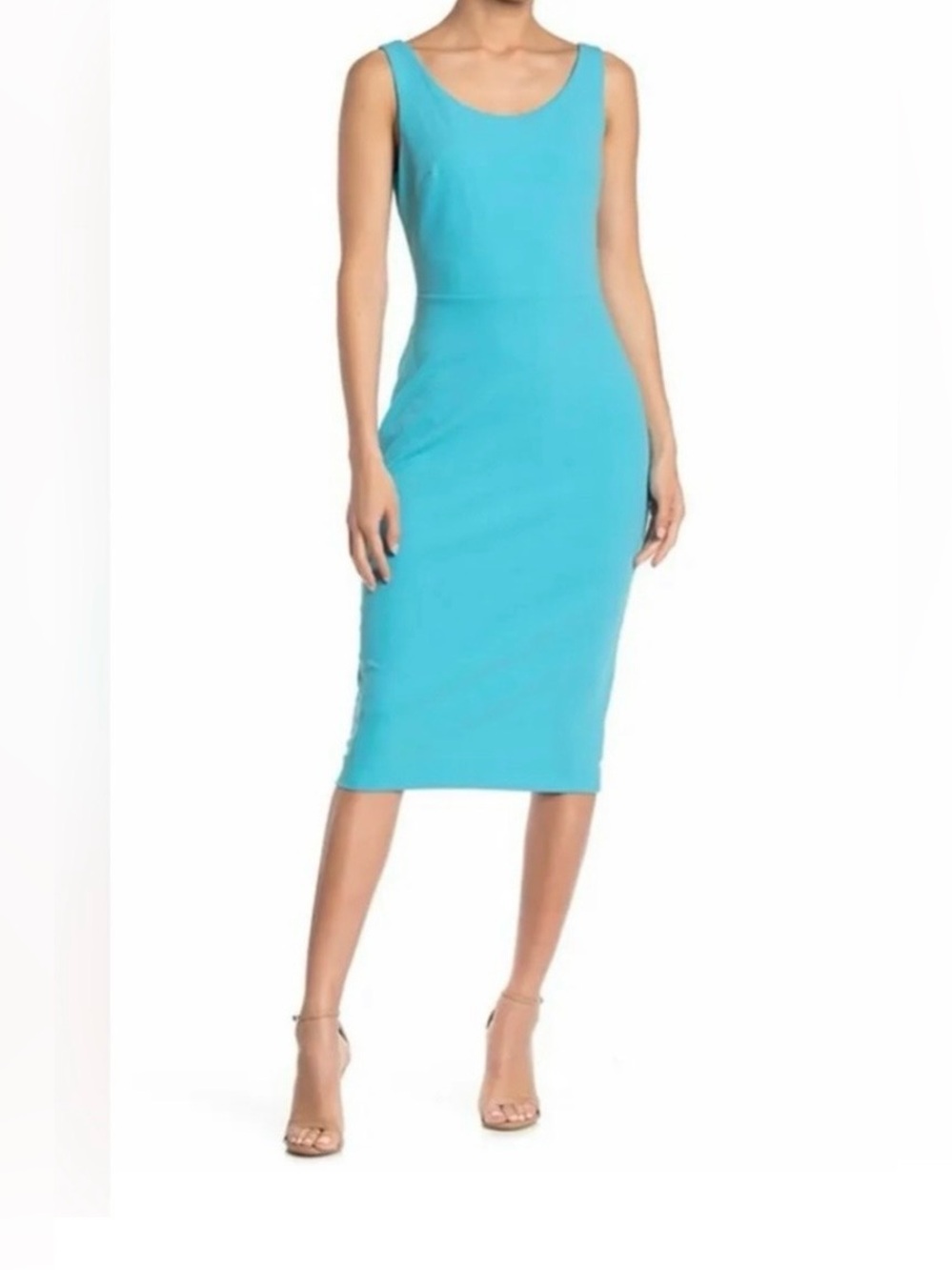 Betsey Johnson Turquoise Scoop Neck Midi Sheath Dress